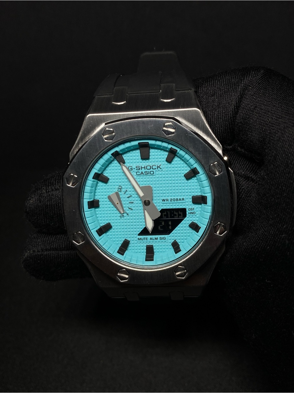 Custom G Shock teal and black GMA 2100 Model
